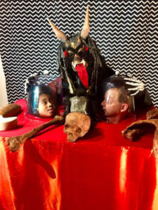 Krampus at photo-op station by Rebecca Hinsdale. Photo by Gina Jo Klauba